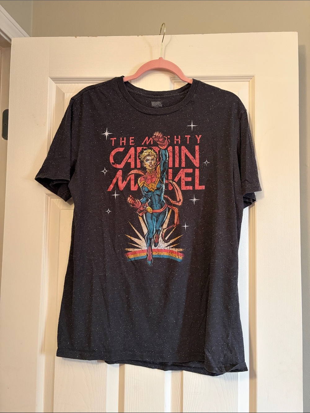 Marvel Captain Marvel Graphic Tee - Black with Red & Blue Print